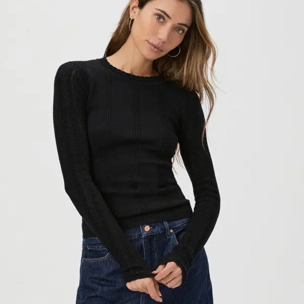 Paige Black Long Sleeve Knit Sweater Great detail!